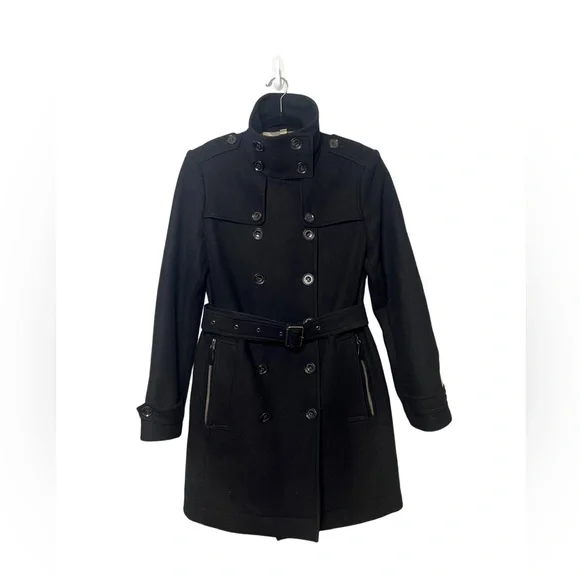 BURBERRY Daylesmoore Double Breasted Wool Cashmere Black Trench Coat Size 8 - Picture 3 of 15